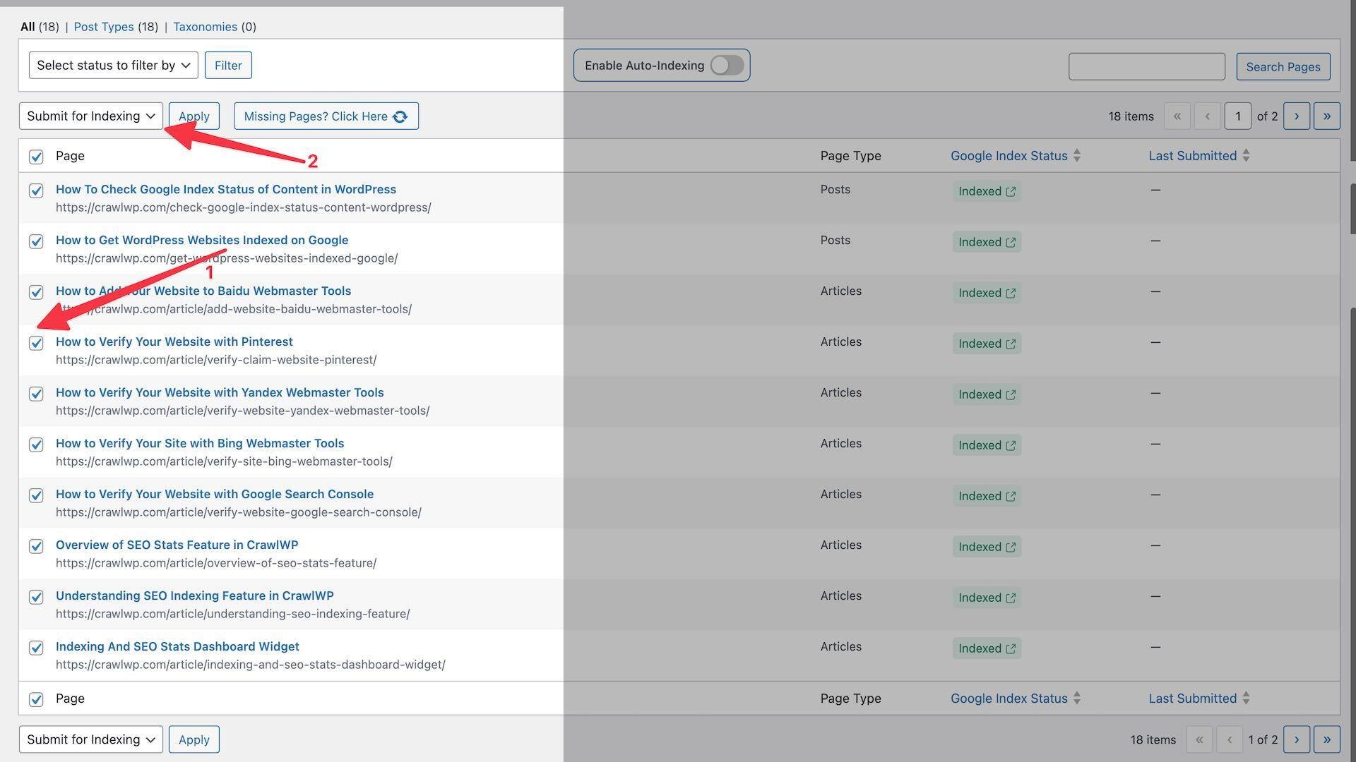 Bulk indexing