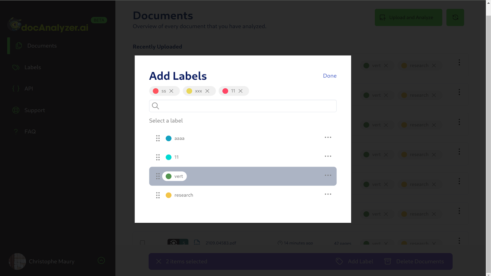 Label documents