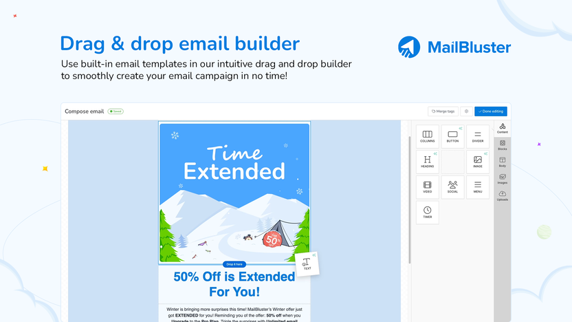 Drag and drop email builder