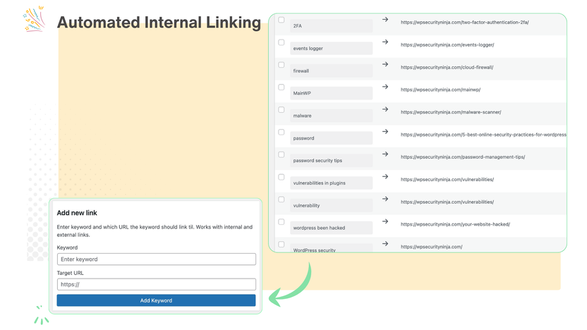 Automatic internal linking