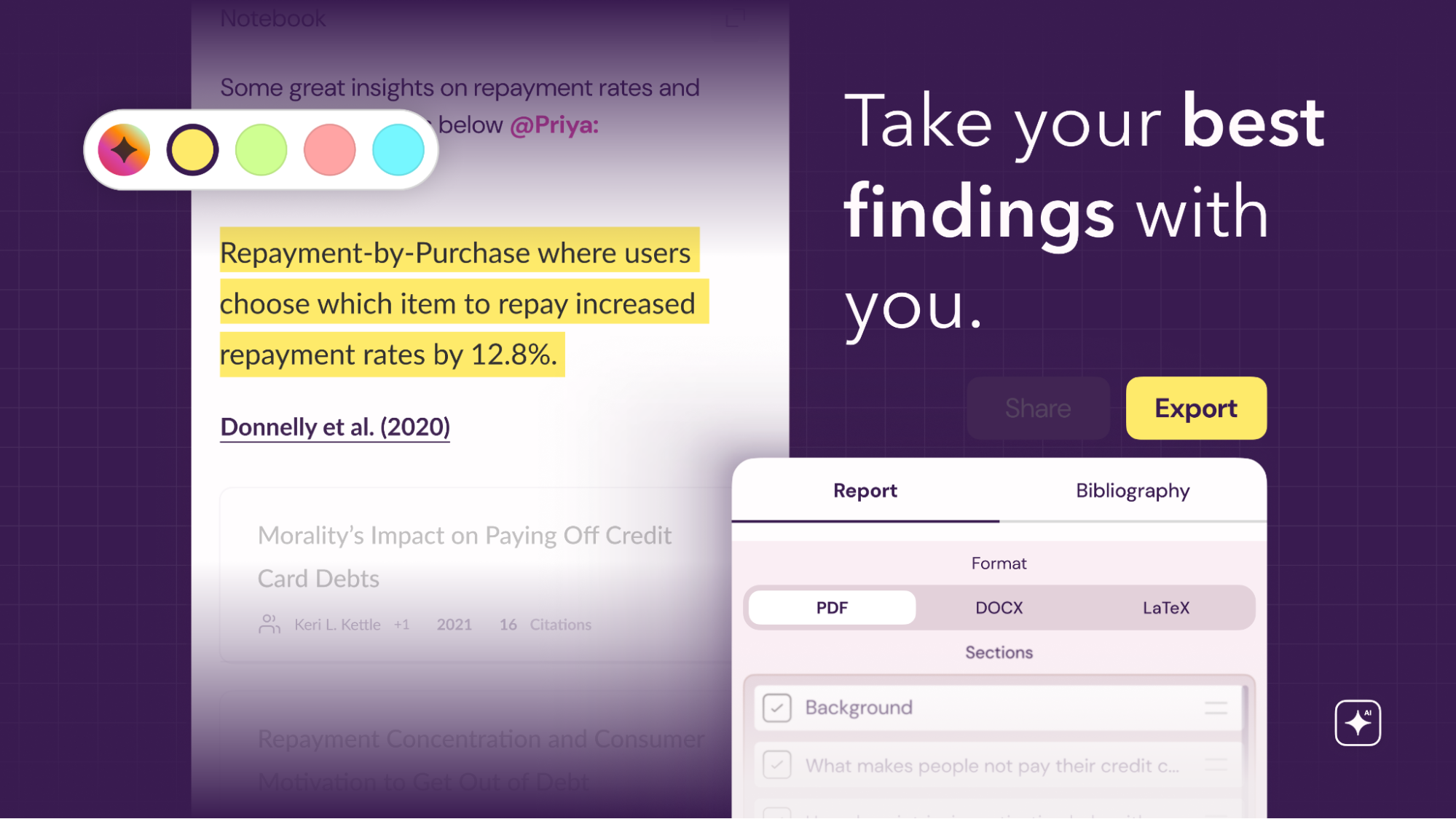 Research summary export